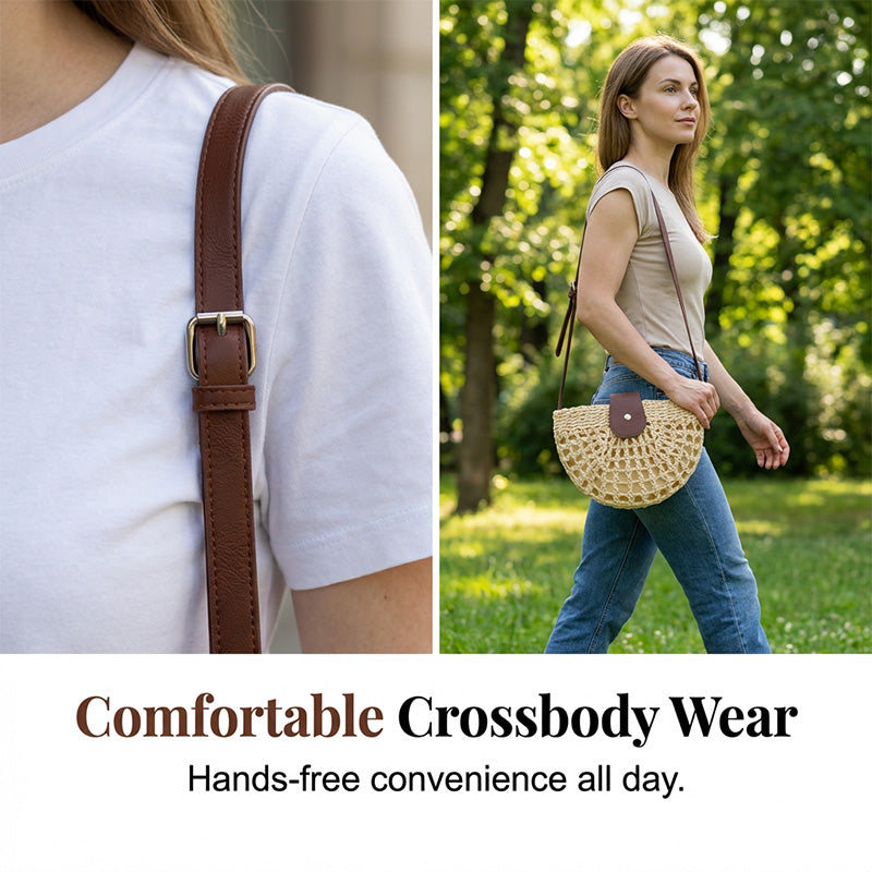 👜 Woven Crossbody Bag – Boho, Handwoven, Adjustable, Lightweight ✨