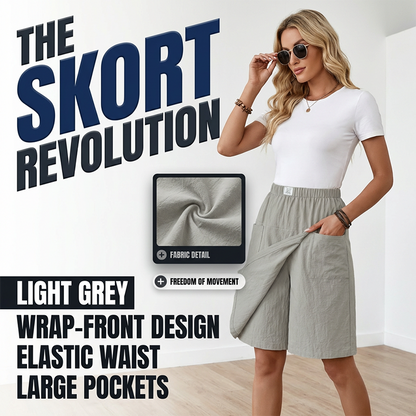 🔥Women's Casual Elastic Waist Wrap Skort