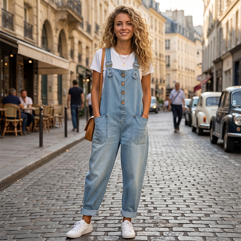 🔥Women's Casual Baggy Denim Overalls with Pockets
