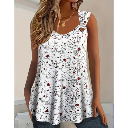 🌸 Women's Floral Print Tank Top – Chic V-Neck & Flowy Fit – Summer Wardrobe Essential 🌞