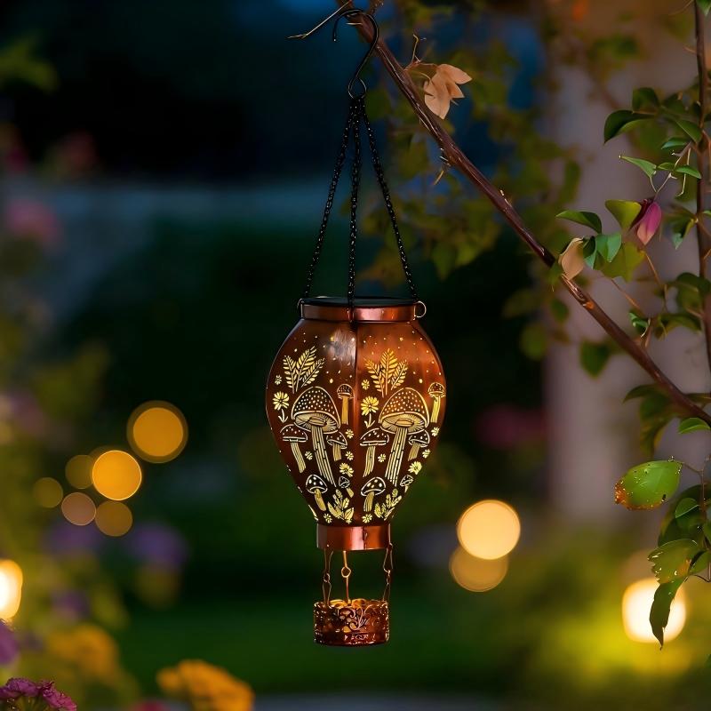 🎈Solar Hot Air Balloon Lantern – Auto-On, Hollow-Out Projection, Weatherproof 🌿