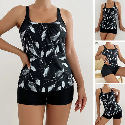 👙 Printed Two-Piece Swimsuit – Tummy Control, 4-Way Stretch, Sun Protection 🌊