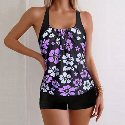 👙 Printed Two-Piece Swimsuit – Tummy Control, 4-Way Stretch, Sun Protection 🌊