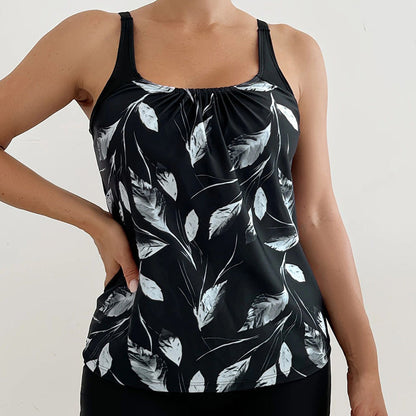 👙 Printed Two-Piece Swimsuit – Tummy Control, 4-Way Stretch, Sun Protection 🌊