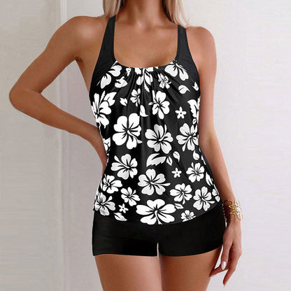 👙 Printed Two-Piece Swimsuit – Tummy Control, 4-Way Stretch, Sun Protection 🌊