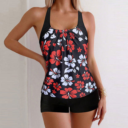 👙 Printed Two-Piece Swimsuit – Tummy Control, 4-Way Stretch, Sun Protection 🌊
