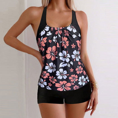 👙 Printed Two-Piece Swimsuit – Tummy Control, 4-Way Stretch, Sun Protection 🌊