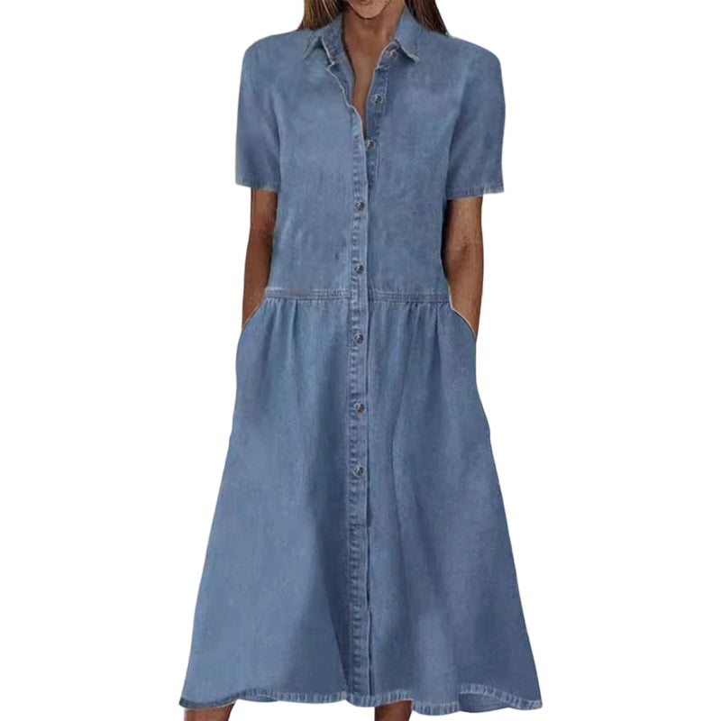 🔥Limited-time offer-Women's Elegant & Casual Denim Shirt Dress