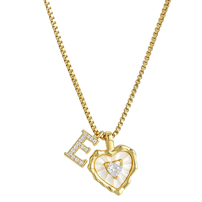 Heart Shaped Letters Micro Pave Chain Necklace – Initial Pendant, Titanium Steel, Adjustable ✨