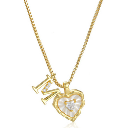 Heart Shaped Letters Micro Pave Chain Necklace – Initial Pendant, Titanium Steel, Adjustable ✨