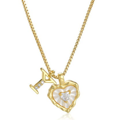 Heart Shaped Letters Micro Pave Chain Necklace – Initial Pendant, Titanium Steel, Adjustable ✨