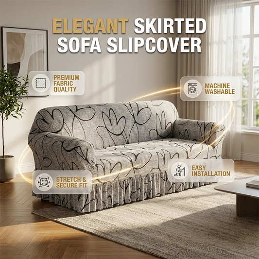 🛋️High-Stretch Sofa Slipcover – Ruffled Hem & Full Protection