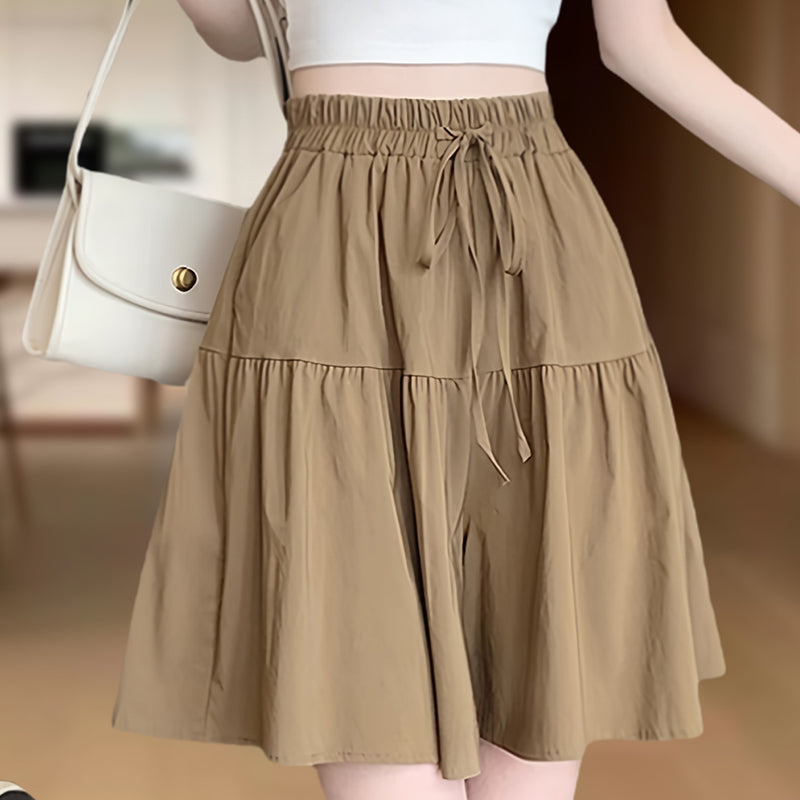 Women High Waist Skirt Pants Wide Leg Ruffle Culottes