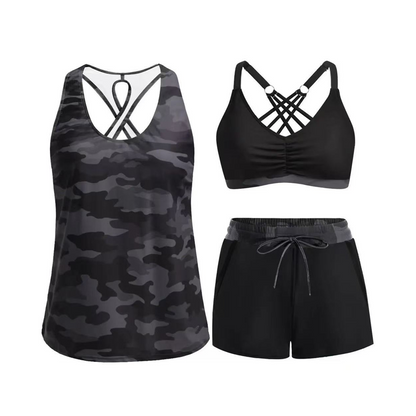 ✨Women's 3-Piece Swimsuit Tankini Set with Shorts