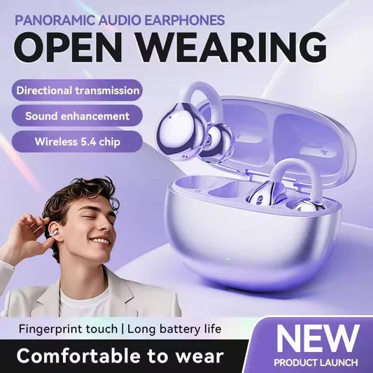 🎧 Bluetooth 5.4 Clip-On Open Ear Earbuds with Noise Cancelling – AI Noise Cancelling 🎶