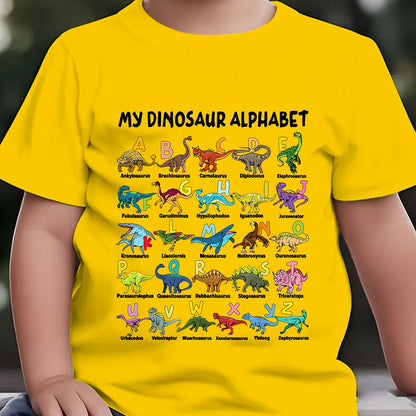 🦖👕Kids Dinosaur Alphabet Graphic T-Shirt