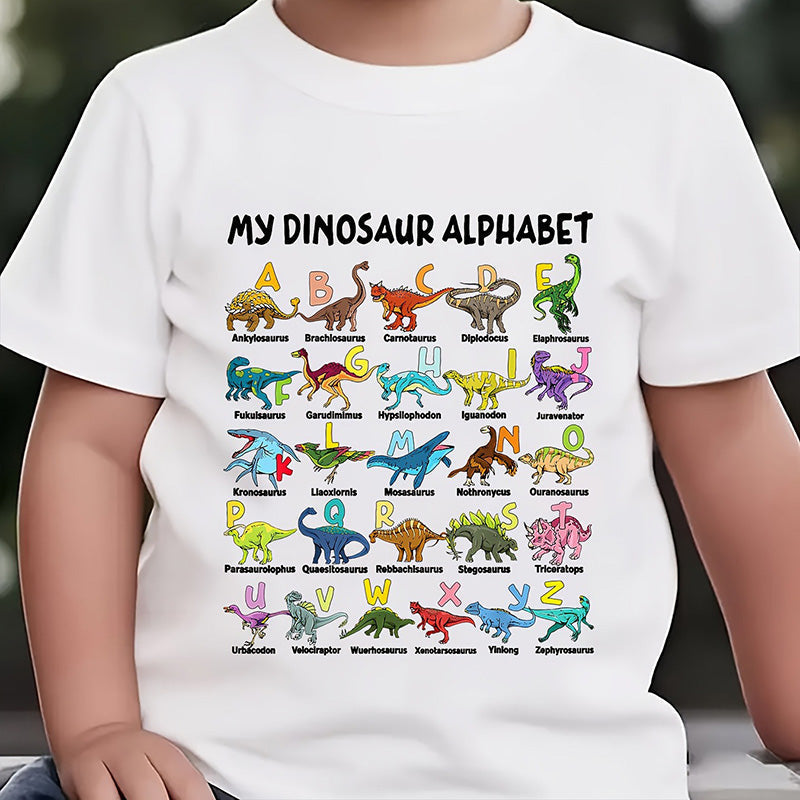 🦖👕Kids Dinosaur Alphabet Graphic T-Shirt