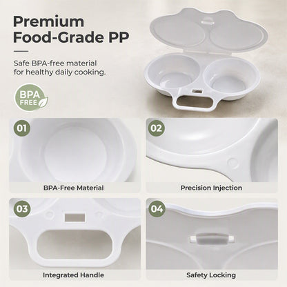 📢BUY 1 GET 1 FREE! 🍳 Dual Cavity Microwave Egg Poacher – Quick Oil-Free Cooking, Food-Grade PP & Versatile Kitchen Essential 💫