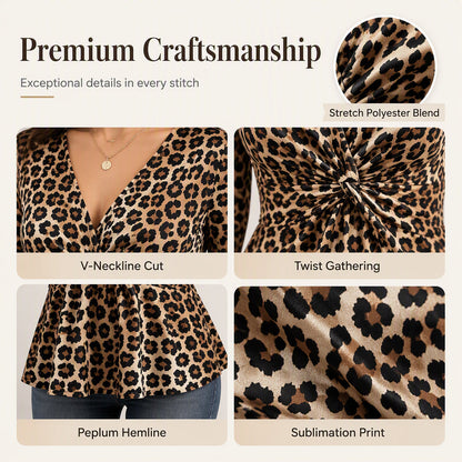 💥Women's Plus Size Leopard Print V-Neck Top