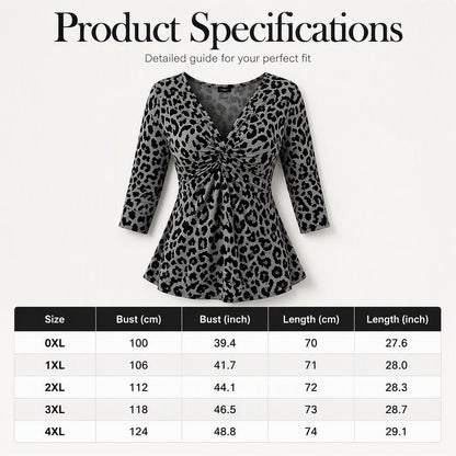 💥Women's Plus Size Leopard Print V-Neck Top