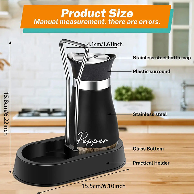 🐧Penguin Design Salt and Pepper Shaker Set, Transparent Glass Bottom Seasoning Dispenser, Large‑Mouth Refillable Spice Container for Kitchen Countertop