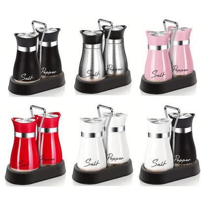 🐧Penguin Design Salt and Pepper Shaker Set, Transparent Glass Bottom Seasoning Dispenser, Large‑Mouth Refillable Spice Container for Kitchen Countertop