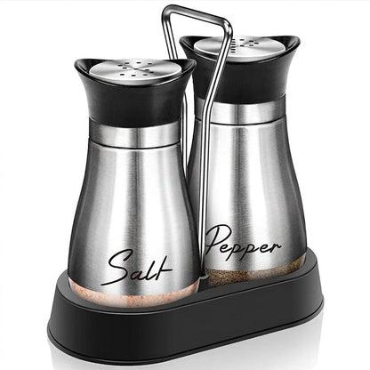 🐧Penguin Design Salt and Pepper Shaker Set, Transparent Glass Bottom Seasoning Dispenser, Large‑Mouth Refillable Spice Container for Kitchen Countertop