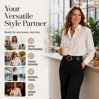 ✨ Silky Sheen, Elegant Everyday Drape | Women's Satin Button-Down Shirt