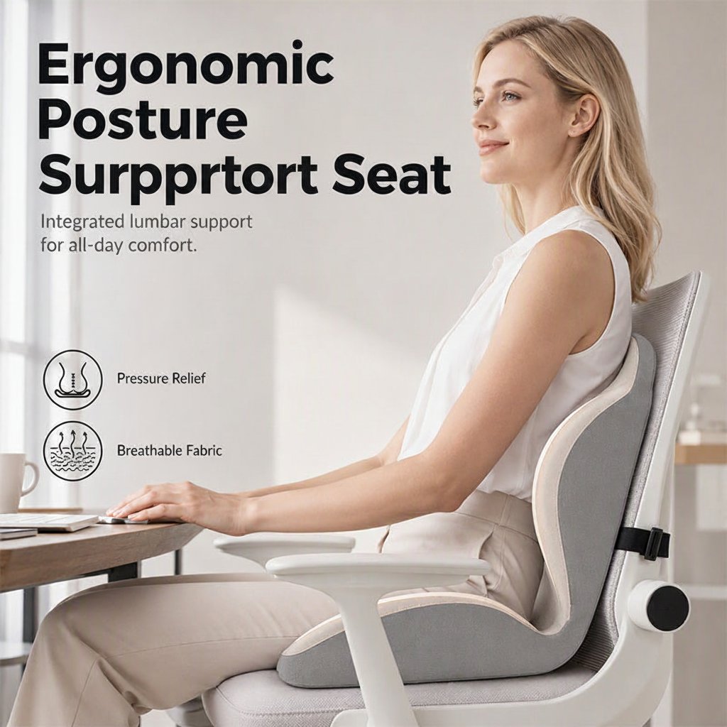 Ergonomic Memory Foam Seat Cushion with Back Support