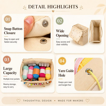 💞🔥Canvas Yarn Storage Bag with Needle Pockets