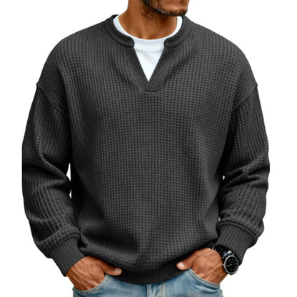✨ Timeless Comfort | Men's Textured Waffle Layered-Look Long-Sleeve Tee