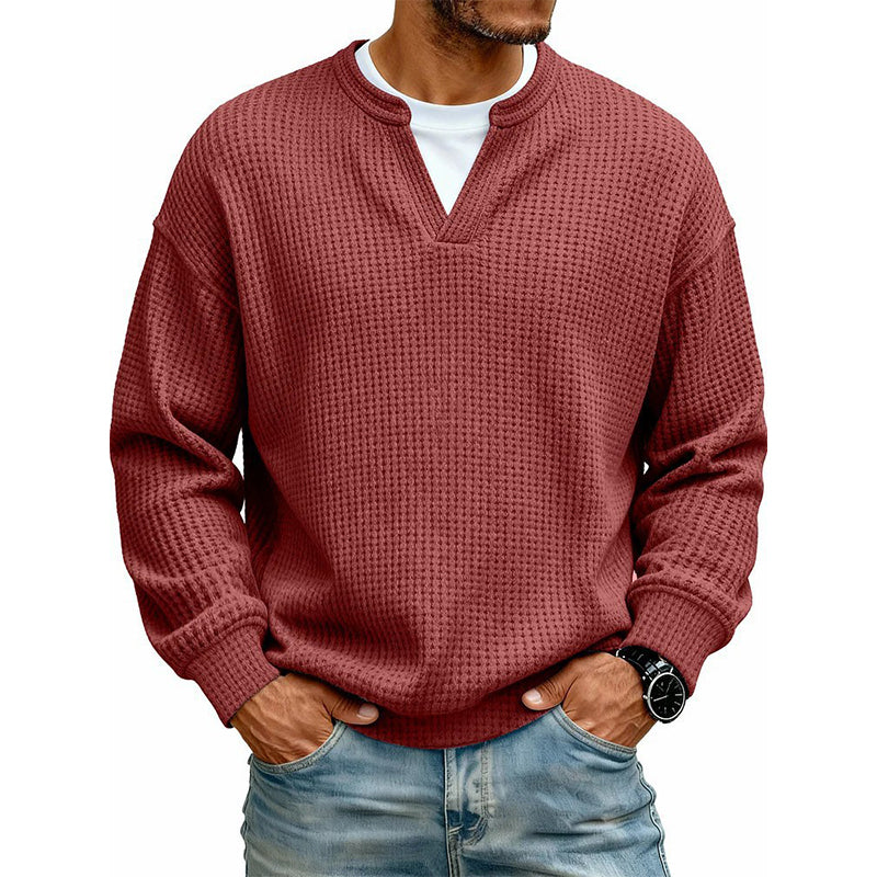 ✨ Timeless Comfort | Men's Textured Waffle Layered-Look Long-Sleeve Tee