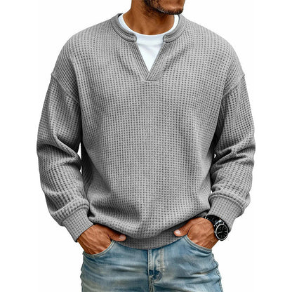 ✨ Timeless Comfort | Men's Textured Waffle Layered-Look Long-Sleeve Tee