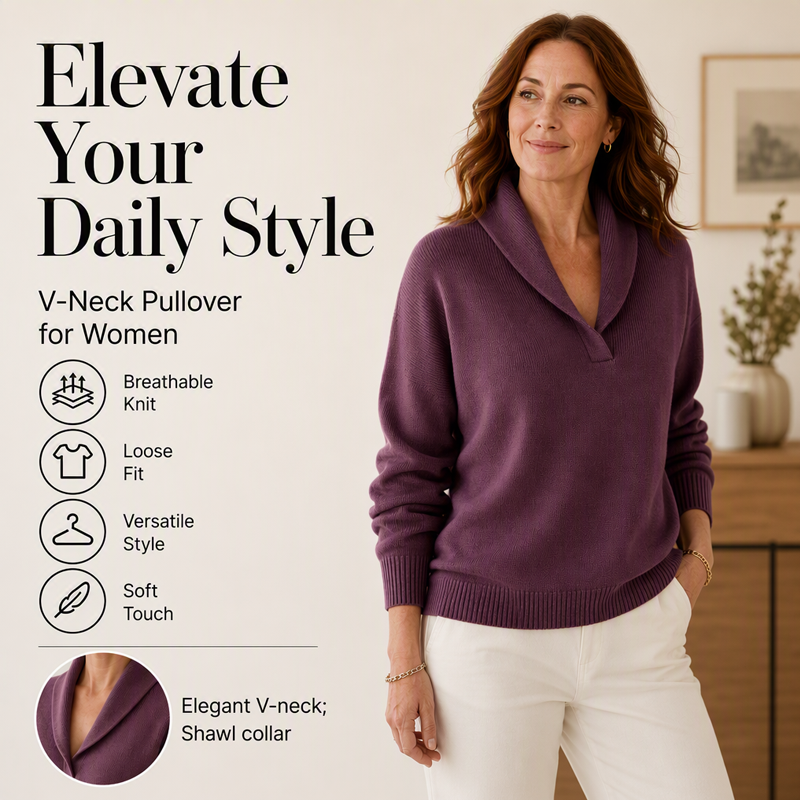 ☁️ Cozy Everyday Comfort | Women's Shawl-Collar Pullover Sweater