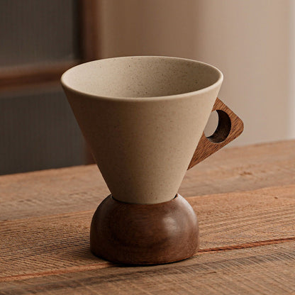 ☕Sip in Style Instantly! No-Slip Rustic Wood-Handle Mug