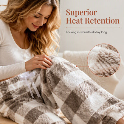 ☁️ Cozy Everyday Comfort | Women's Plush Plaid Wide-Leg Pants