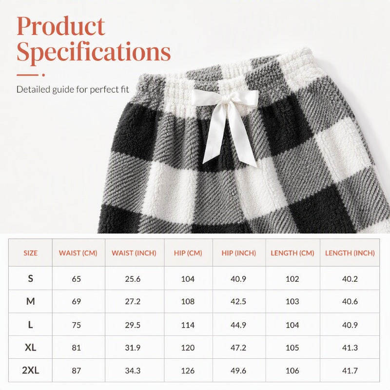 ☁️ Cozy Everyday Comfort | Women's Plush Plaid Wide-Leg Pants