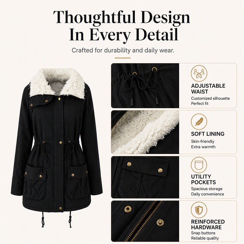 Women's Mid-Length Hooded Padded Jacket