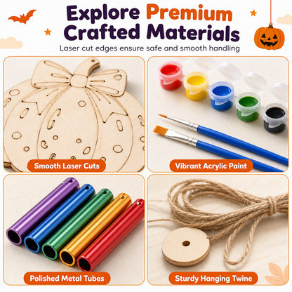 ⏰ Halloween Wooden Pumpkin Craft Kit | DIY Wind Chime 🎃