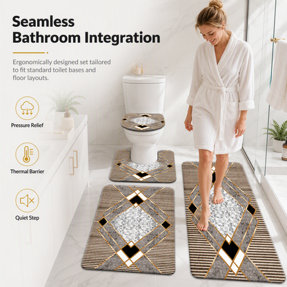 🛁 🧼 4‑Piece Faux Cashmere Bathroom Rug Set – Ultra‑Soft Plush Underfoot, Overlock Stitched & Secure Grip 🚿