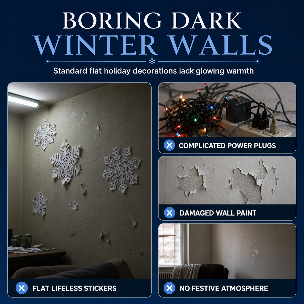 Glowing Snowflake Night Light Wall Stickers