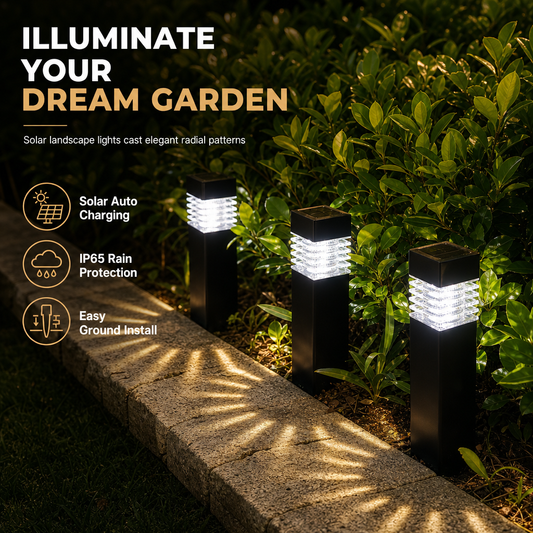 Solar Outdoor Garden Lights Waterproof Square Ground Plug Pathway Lawn Lights for Yard and Landscape Decoration