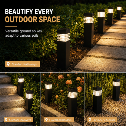Solar Outdoor Garden Lights Waterproof Square Ground Plug Pathway Lawn Lights for Yard and Landscape Decoration