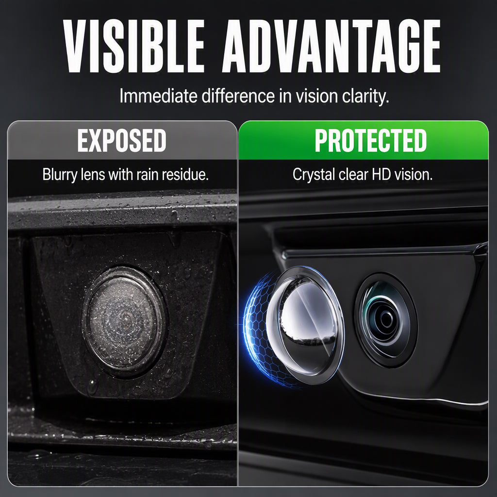 🚗Clear HD Car Camera Protective Cover – 9H Hardness 360° Lens Protector, Ultra HD View No Image Distortion, Protects Vehicle 360-Degree Camera Lens from Scratches Dust Debris