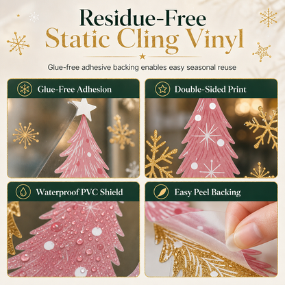 3-Piece Christmas Window Cling Set – Glue-Free Static Holiday Decor