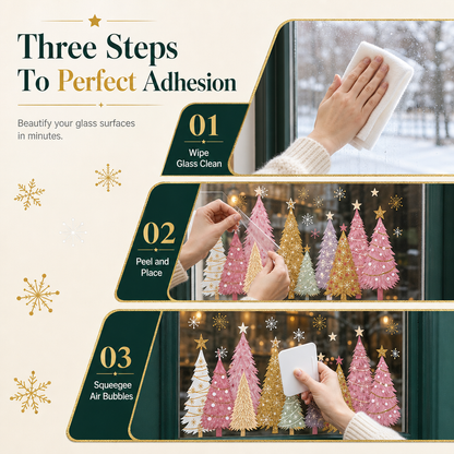 3-Piece Christmas Window Cling Set – Glue-Free Static Holiday Decor
