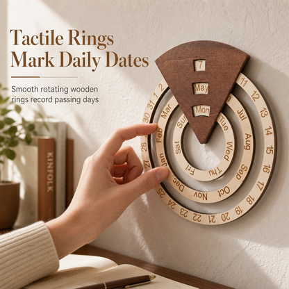 💥Circular Wooden Rotating Perpetual Calendar – Artistic, Interactive, Timeless ✨