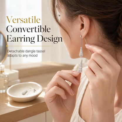 ✨ Women's Dual-Wear Zircon Water Drop Tassel Earrings – Elegant & Versatile 💎🌸