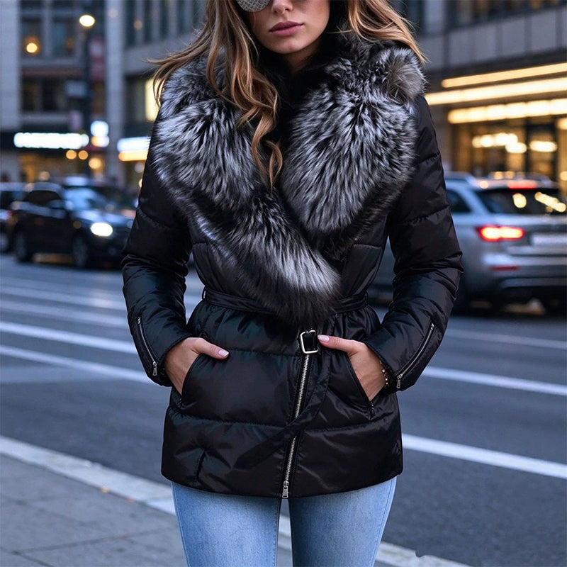 🖤Black Friday Sale🖤❄️Women's Padded Jacket with Faux Fur Collar