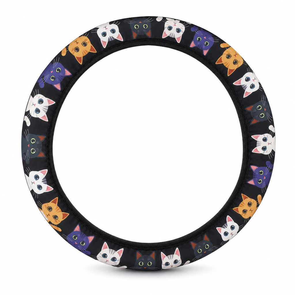 Universal 38cm Ringless Silk Steering Wheel Cover Printed Breathable Car Wheel Protector for All Seasons
